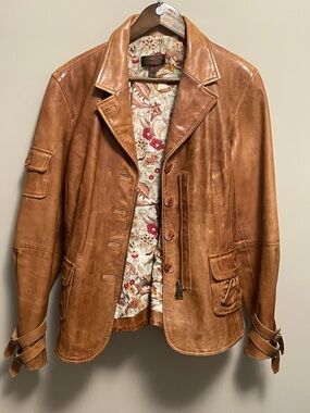 Danier Vintage Cognac Leather Jacket Women’s XL 70s Vibes